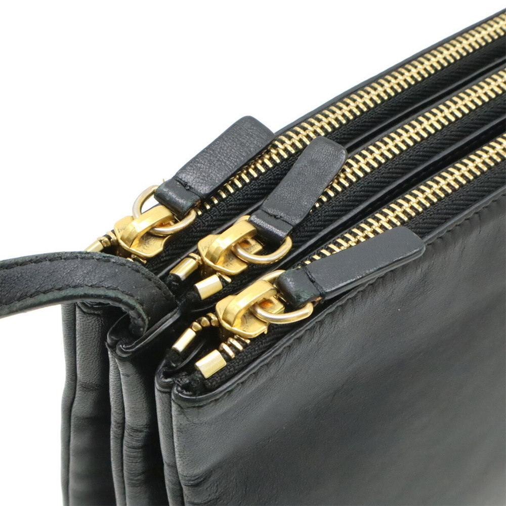 CELINE Trio Large Shoulder Bag, Pouch, Handbag, Leather, Black, 171453 - Picture 6 of 10